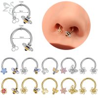 ZS 1 Piece Cute Bee Design Nose Ring 16G Stainless Steel Horseshoes Nariz Piercing Ear Cartilage Tragus Helix Piercings Jewelry