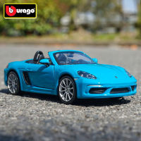 Bburago 1:24 Porsche 718 ster โลหะผสมกีฬารถรุ่น Diecast โลหะของเล่นรถแข่งรุ่นจำลองคอลเลกชันเด็กของขวัญ