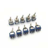 50Pcs MTS-203 6-Pins ON-ON 6A 125VAC ON-OFF-ON DPDT Mini Latching Toggle Switch พร้อมหมวกกันน้ำ6มม. รูยึด