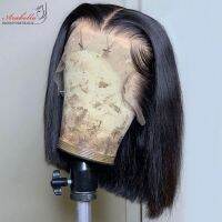 【jw】◕■ 13x6 Frontal Wig Human Hair Wigs Bob Pre Plucked Bleached Knots Straight Front