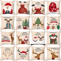 Merry Christmas Cushion Cover Santa Elk Christmas Decoration Home 2023 Christmas Ornaments