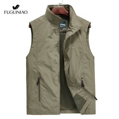 ► hnf531 Fuguiniao เสื้อกั๊กผู้ชายผ้าฝ้าย 100 เสื้อกั๊กขนาดใหญ่กีฬากลางแจ้งแจ็คเก็ตแบบสบายๆเสื้อกั๊ก M-5XL