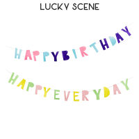 สุขสันต์วันเกิดแบนเนอร์ตกแต่งวันเกิดมีความสุขที่มีสีสันจดหมายแบนเนอร์เด็กปีแรกดึงธงพื้นหลังตกแต่ง S01356