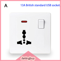 【Jettingbuy】 Flash Sale เต้ารับ USB ติดผนังหัวปลั๊กมาตรฐานอังกฤษแผ่นพลาสติกสีขาวทองสวิตช์ไฟ13A สำหรับห้องครัวบ้านสำนักงาน