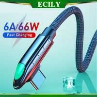 ECILY 1เมตร PD 66W USB C ถึง USB ประเภท C สายสายชาร์จเร็วสำหรับ Xiaomi Poco3 MacBook iPad Samsung สาย Huawei สำหรับชาร์จโทรศัพท์