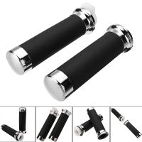 【cw】 Mayitr 1 Pair 25mm Motorcycle Handlebar Hand Grips Black And Sliver Rubber Plastic Handle Bar For Honda For Yamaha ！