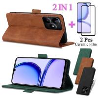 2 IN 1สำหรับ Realme C53 Realme Nazro เคสเคสกระเป๋าหนัง N53ทำจากหนังพร้อมตัวป้องกันหน้าจอเซรามิก