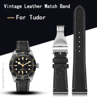 Vintage หนังนาฬิกา20มม. 22มม. พิเศษสำหรับ Tudor Black Bay 1958 39มม. 41มม. GMT Pelagos Pin พับหัวเข็มขัดสายหนังวัว