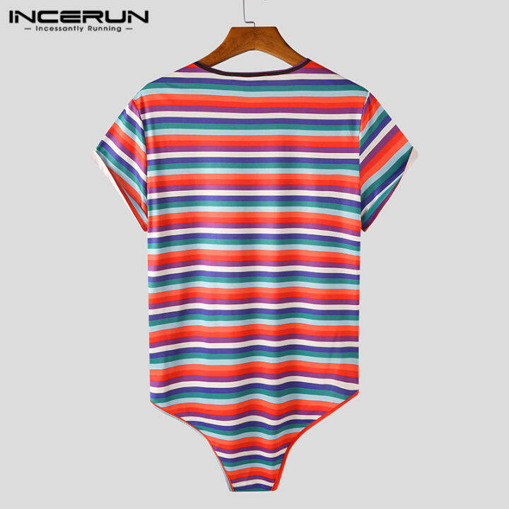 incerun-เสื้อแขนสั้นลายทางผู้ชาย-จั๊มสูทเสื้อกล้ามนักมวยปล้ำ-leotard-สั้นบอดี้สูท-ลดล้างสต๊อก-3