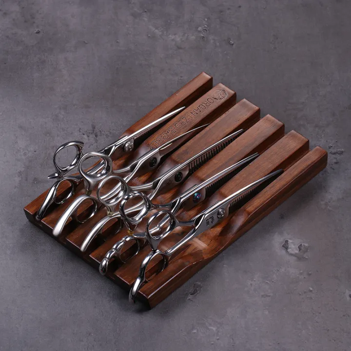 New scissors rack barber shop comb scraper storage black walnut five ...