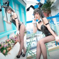 ROLECOS Sakurajima Mai Anime Cosplay Costume Women Sexy Costume Bunny Girl Cosplay Wigs Shiny Leather Jumpsuit Party Bodysuit