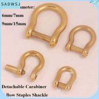 SADWSJ ทองเหลืองที่เป็นของแข็ง Carabiner ทองแดงบริสุทธิ์ ถอดออกได้ ลวดเย็บกระดาษ D Bow 4ขนาด ตะขอพวงกุญแจ อุปกรณ์เสริม DIY กระเป๋าเดินทาง