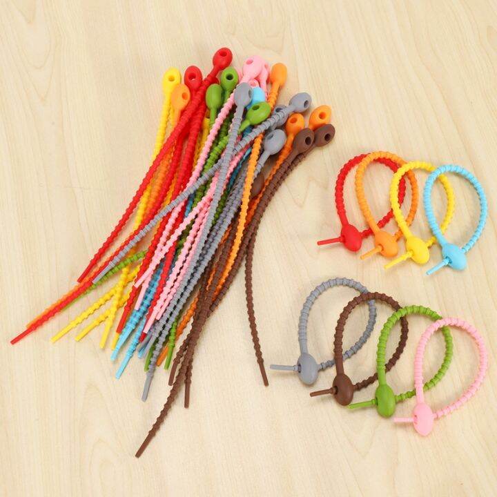 40pcs-colorful-silicone-ties-bag-clip-cable-straps-bread-tie-reusable-rubber-twist-tie-all-purpose-silicone-ties