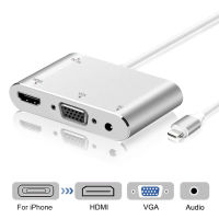 1080P 8Pin เป็น HDMI-เข้ากันได้ VGA AV ตัวแปลงอะแดปเตอร์เสียงวิดีโอสายสำหรับ iPhone/iPad