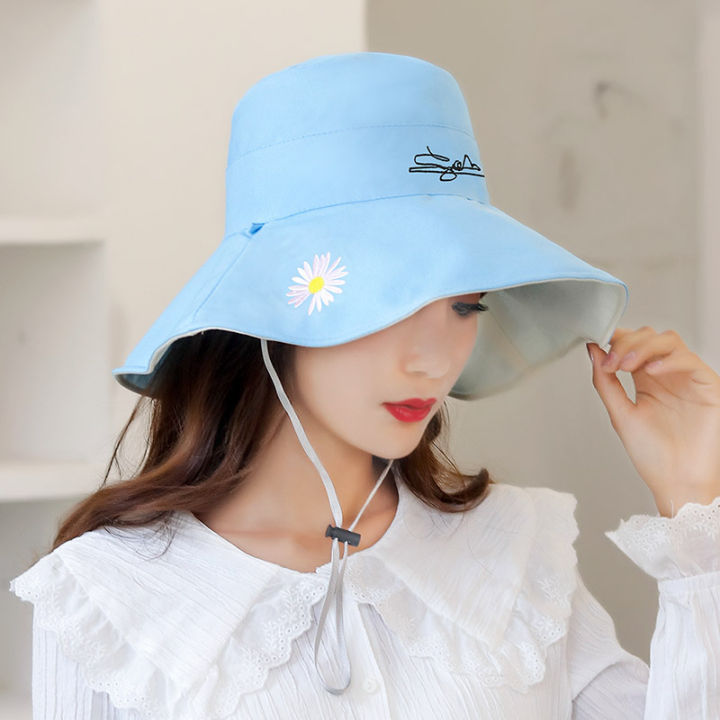 hot-bucket-hat-two-side-wear-unisex-bob-caps-daisies-embroidery-hip-hop-gorros-men-women-folding-panama-cap-beach-fishing-sunhat