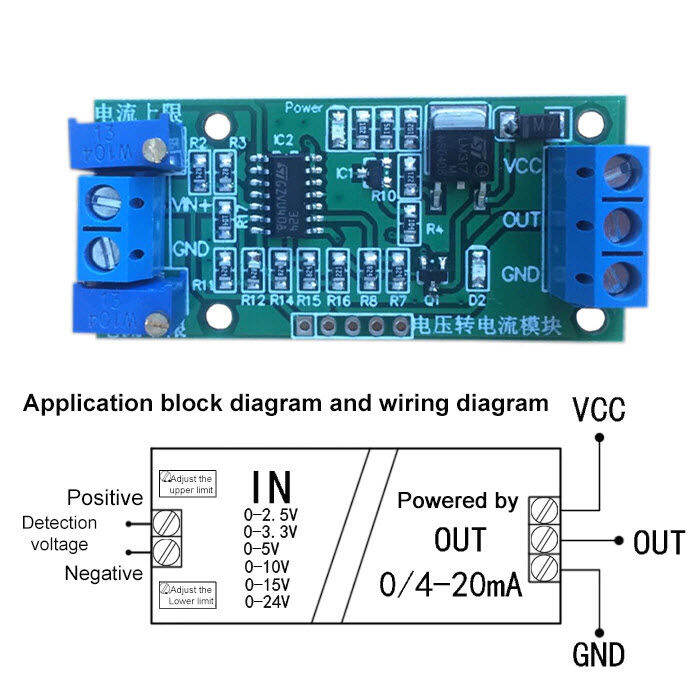 0-2.5V/ 0-3.3V /0-5V /0-10V /0-15V to 4-20mA VIn :12V-24VDC Linear ...