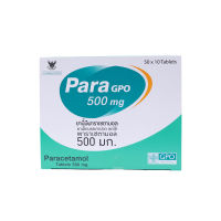 ParaGPO 500mg พารา พาราจีพีโอ กล่องละ 500 เม็ด แผงละ 10เม็ด จำหน่ายโดยองค์การเภสัชกรรม