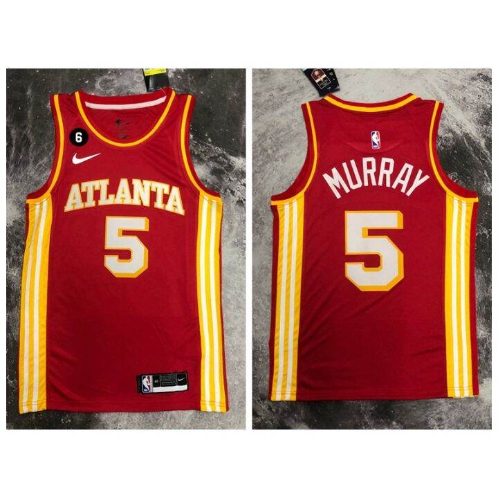 เสื้อกีฬาบาสเก็ตบอล-ลายทีม-atlanta-hawks-dejounte-murray-สีดํา-สําหรับผู้ชาย-2023