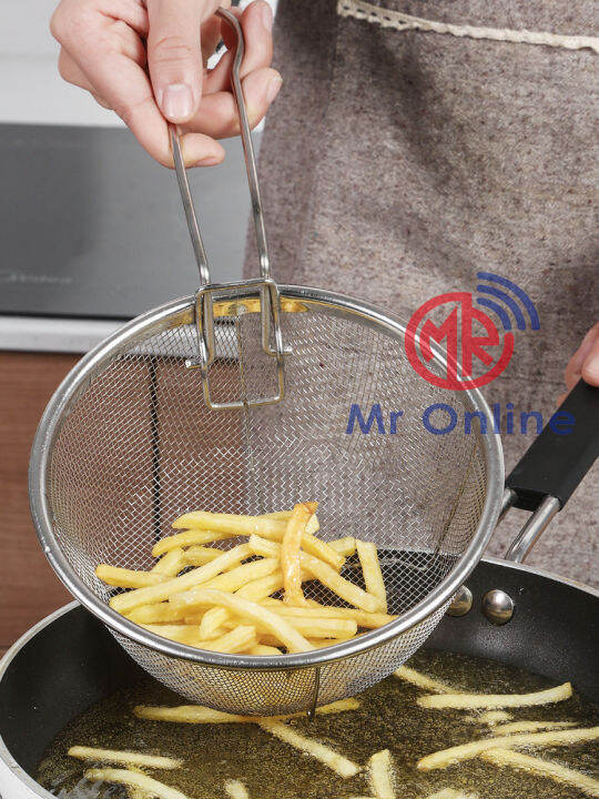 Stainless Steel Square / Round Shape Mesh Skimmer with Handle / Frying ...