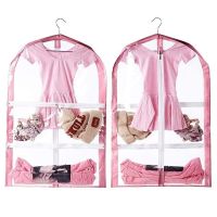 Waterproof PVC Kids Garment Bags Girls Dance Dress Bag with 4 Zipper Pockets Hanging Clothes Protector Cover For Travel Storage Wardrobe Organisers