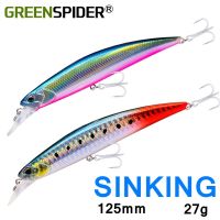 【cw】 GREENSPIDER Jerkbait Fishing 125mm 27G Heavy Sinking Fixed Weight Shore Saltwater Sea Bass Bait Tackle