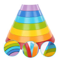 Rainbow Colorful Wooden Building Blocks Montessori Toys Arch Bridge Large Wood Assemble Block Baby Educational Toy For Children