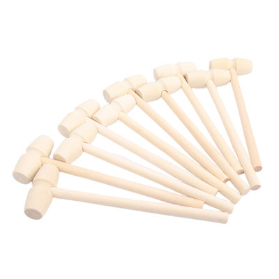 10PCS Solid Wood Mini Hammer For Planet Cake Hammer For Kids With Flat Head Toys