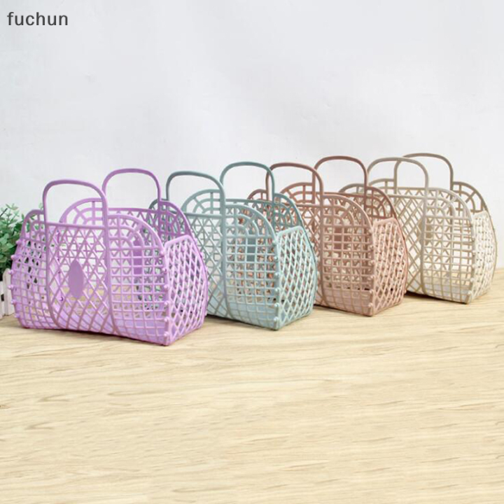 fuchun-ตะกร้าผ้าห้องน้ำพลาสติกแบบพกพาตาข่ายพับได้ตะกร้าผ้าในห้องน้ำ