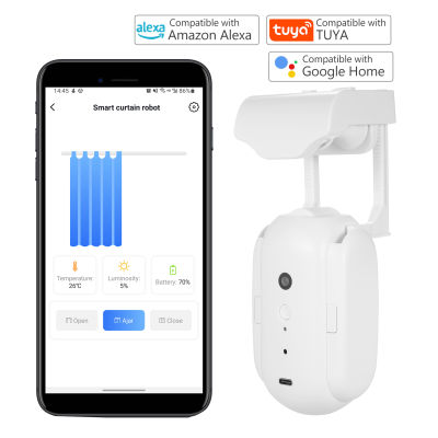 keykits- BT Automatic Curtain Opener Closer Robot Wireless Smart Curtain Motor Timer Voice Control Smart Home Automation Device for Curtain Track Rod Replacement for Amazon Alexa Goog-le Assistant