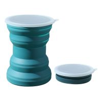 【jw】☼⊙❏  Silicone Cup With Lid Folding Storage Mug Hot  Lanyard Resistant Collapsible Cups