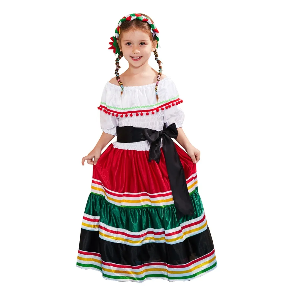 Eraspooky Girls Mexican Senorita Costumes Fancy Dress Cosplay Halloween Party  Outfit for Children On Sale | Lazada PH