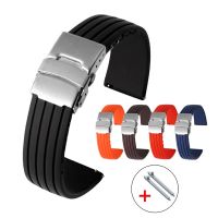 Quick Release Silicone Straps 18mm 20mm 22mm 24mm Folding Buckle Waterproof Rubber Men Replacement Bracelets Band Watch Belts