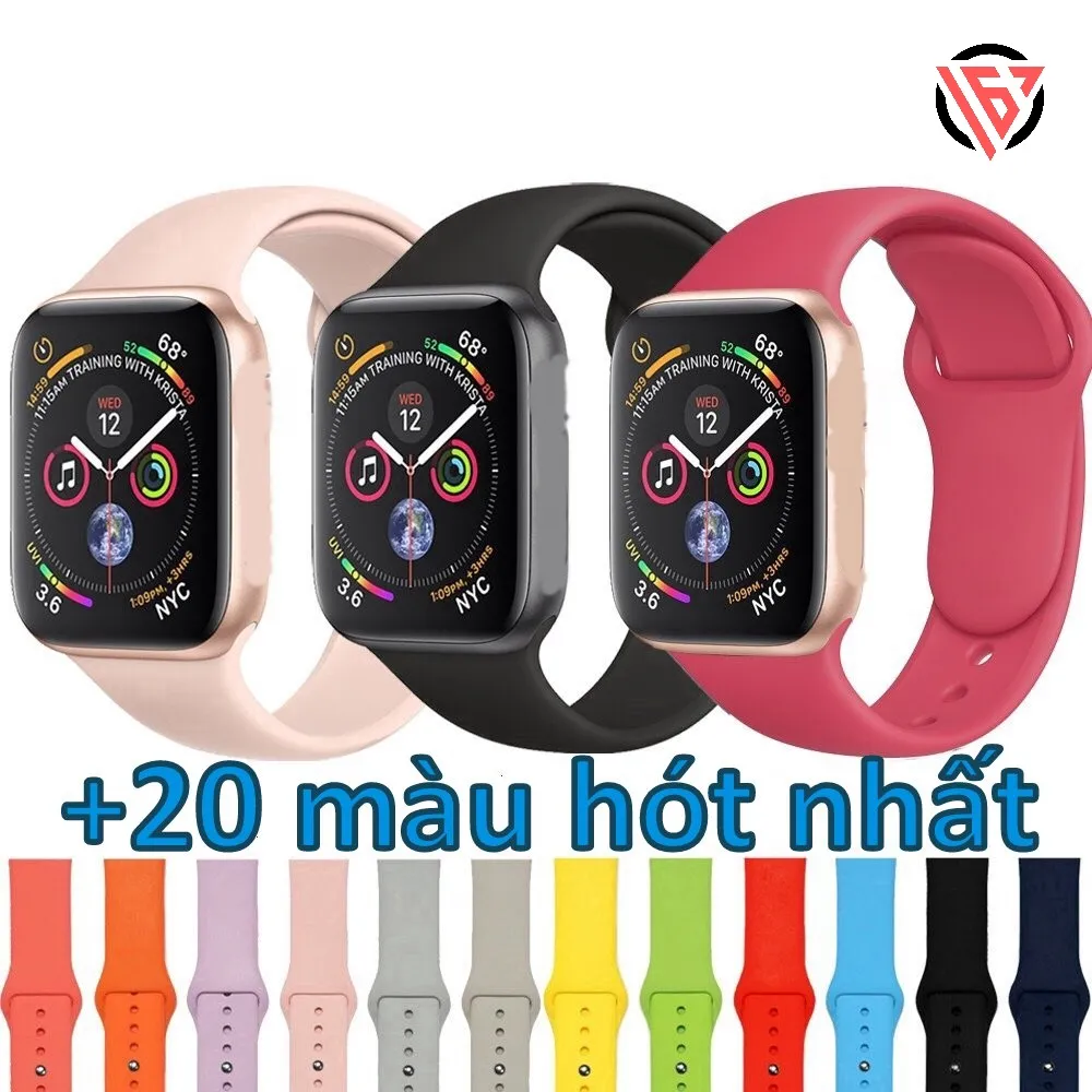 Dây cao su silicon cho iwatch seri 8/7/6/5/4/3/2/1, đồng hồ T500 ...