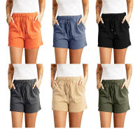 Womens Short Pants Summer Fashion Female Casual Loose Drawstring Pockets High Waist Beachwear Streetwear Solid Color Trousers