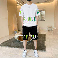 Gifts Short -Sleeved T -Shirt MenS Leisure Sports Set 2023 New Summer Letters Loose Clothing With A Of