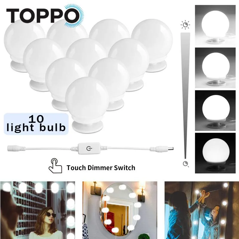 TOPPO Hollywood Style LED Makeup Vanity Mirror Lights Kit with 10 Dimmable  Light Bulbs,Plug In Flexible Lighting Fixture Strip for Bathroom Wall or  Dressing Mirrors,Daylight (Mirror Not Included) | Lazada