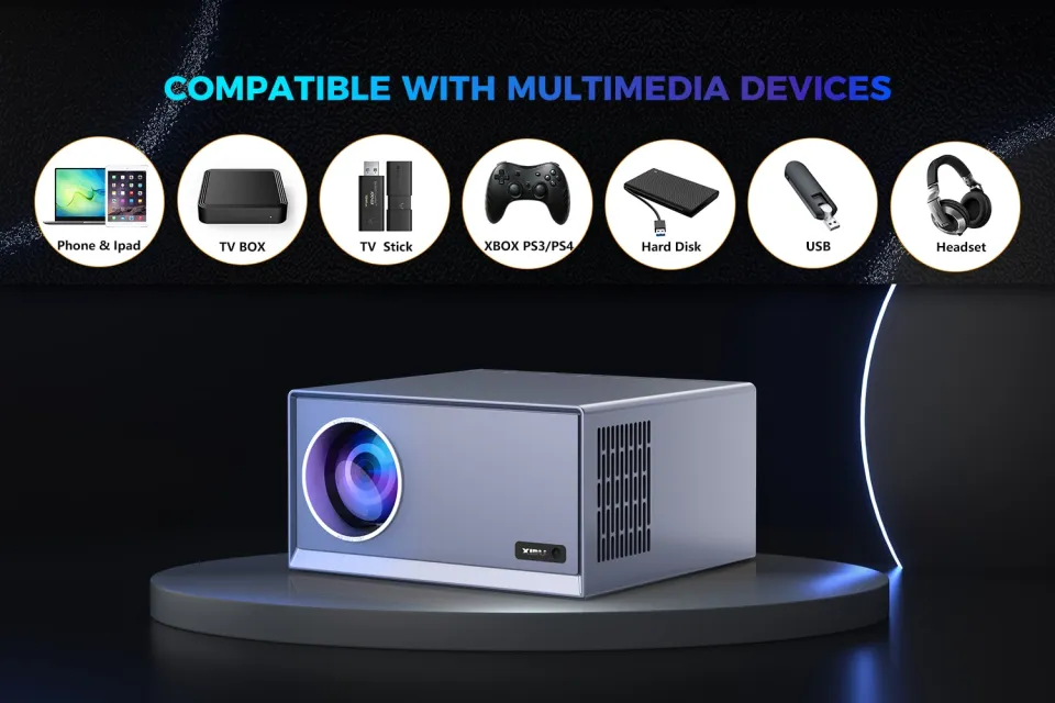  Mini Projector for iPhone, 5G WiFi Bluetooth Projector, 9000  Lumen 1080P Supported Portable Projector with ±15°/4P/4D Keystone & 50%  Zoom, Outdoor Projector Compatible with Gaming/PC/TV Stick (Grey) :  Electronics