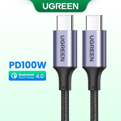 Ugreen สายชาร์จเร็ว PD100W 20V 5A ไนลอนถัก USB C เป็นสาย