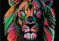 ┇☢☞ สิงโต Lioness บทคัดย่อสีสัน Rainbow Effect Art ฟิล์มพิมพ์ผ้าไหมโปสเตอร์ Home Wall Decor 24x36inch