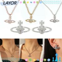 ☒ Layor สร้อยคอ สร้อยข้อมือ ต่างหู ประดับคริสตัล เพทาย จี้หัวใจ ดาวเสาร์ แฟชั่นโบฮีเมียน ของขวัญวันวาเลนไทน์