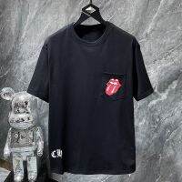 High Quality Chrome Heart 2023 official website lip short-sleeved t-shirt mens pure cotton mens half-sleeve boys new