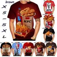 2023 NEWThe ใหม่3D พิมพ์ KFC ฤดูร้อนผู้ชายและผู้หญิงพิมพ์เสื้อยืดสนุกสบายๆแฟชั่นสไตล์ฮาราจูกุ