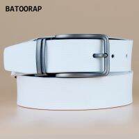 BATOOTRAP เข็มขัดกอล์ฟสีขาว,สำหรับกางเกงยีนส์สายรัดเอวหนังแท้สำหรับผู้ชายกว้าง33ซม. เข็มขัดหัวล็อก ZKYY-HW009สไตล์แฟชั่น