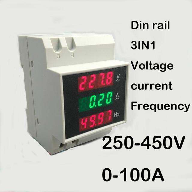 3in1ราง-din-จอแสดงผลแอลอีดีแรงดันไฟฟ้ากระแสไฟฟ้าความถี่เมตร80-300v-200-450v-0-100a-โวลต์มิเตอร์แอมมิเตอร์สามในหนึ่งเดียว