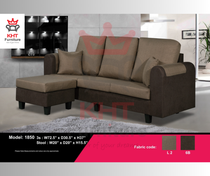 (Klang Valley) Fabric Modern 3 Seater Sofa with Stool (1850) Lazada