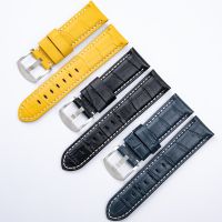 ▶★◀ Suitable for Panina watch strap imported genuine leather bamboo crocodile pattern watch strap accessories 24mm Diesel military watch universal model