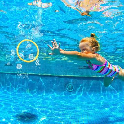 4ชิ้นขว้างปาดำน้ำของเล่นตลกใต้น้ำการฝึกอบรมเด็กฤดูร้อนดำน้ำแหวนวงกลม