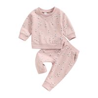 Infant Newborn Baby Girls Activewear Outfit Floral Print Long Sleeve Pullover Sweatshirt Tops and Stretch Casual Pants Set  by Hs2023