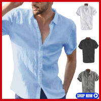 Short Sleeve Shirts Men Summer Solid Color Shirt Tops M-3XL