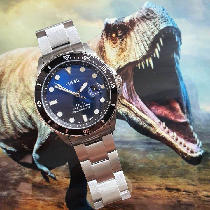 Authentic FS5658 Fossil FB01 ThreeHand Date Rotating (Black Bezel Blue